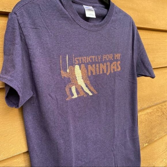Gildan Strictly for my Ninjas Funny Graphic Tee Blue T- Shirt Size S - Picture 9 of 10